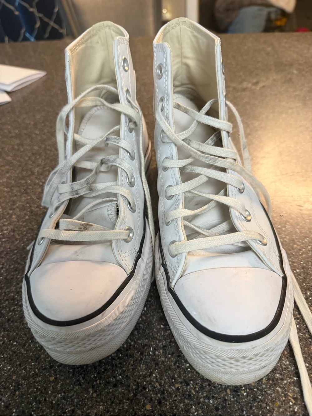 Converse Leather White High Top Sneakers - Picture 6 of 7